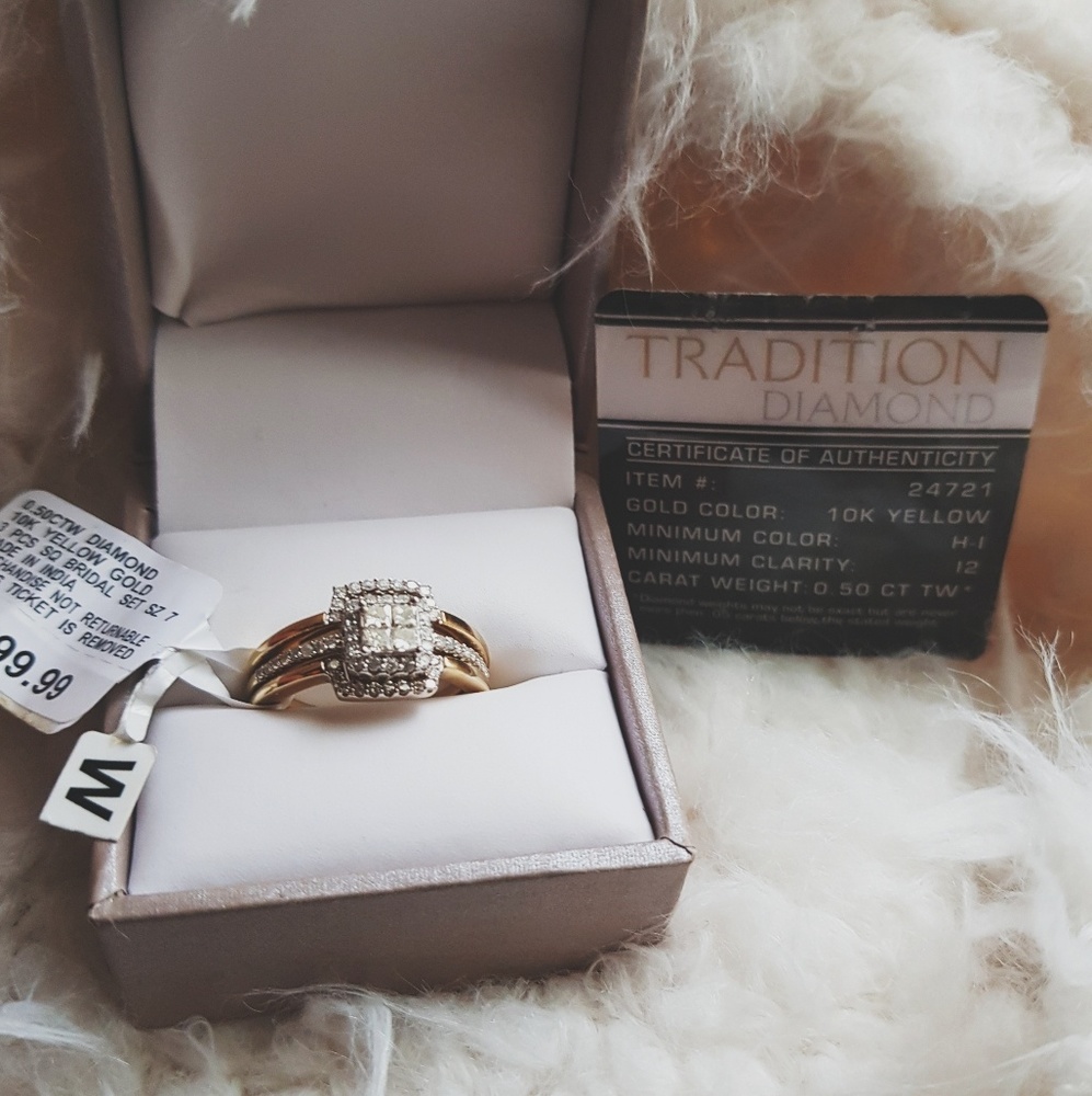 10k yellow gold bridal set size 7